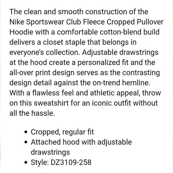 NIKE SPORTSWEAR CLUB FLEECE CROPPED WOMENS CAMO HOODIE MEDIUM NWT MSRP $70 - Picture 6 of 16